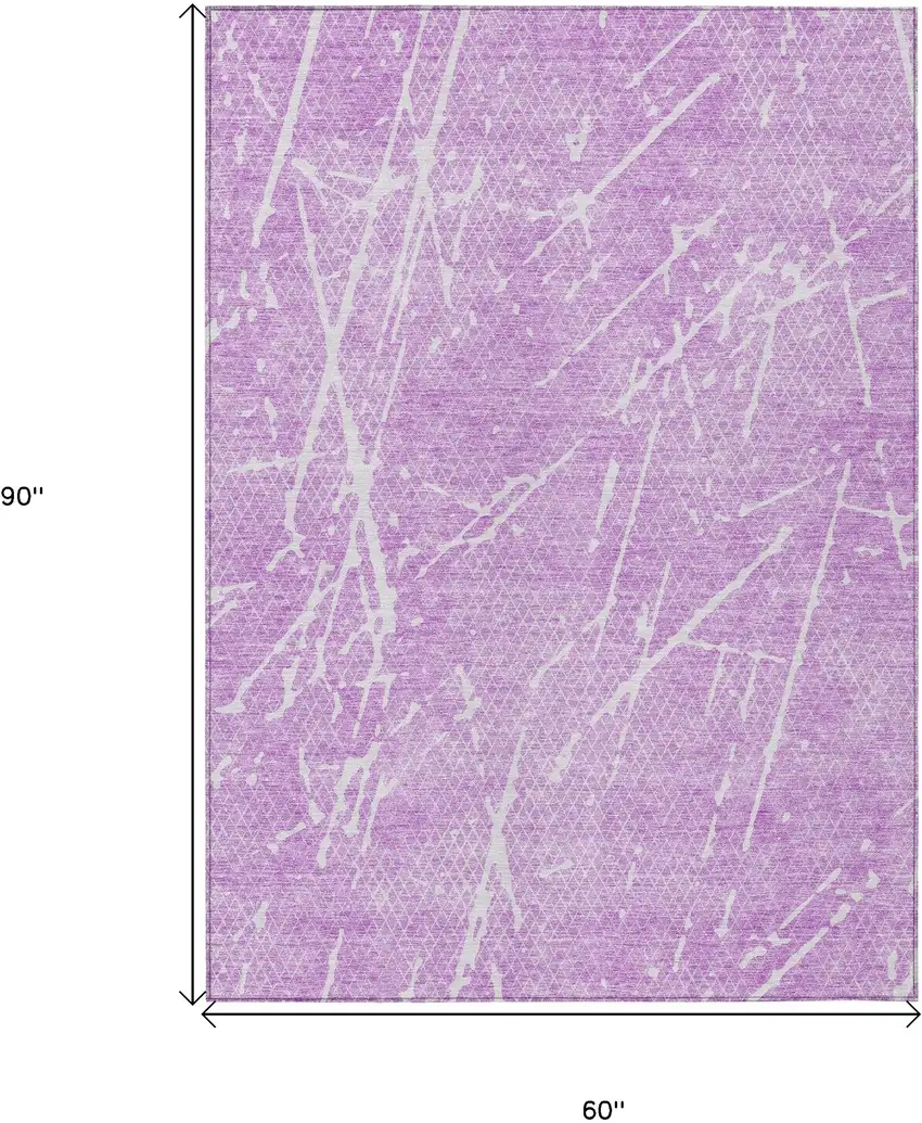 Lilac And Ivory Abstract Washable Indoor Outdoor Area Rug Photo 8