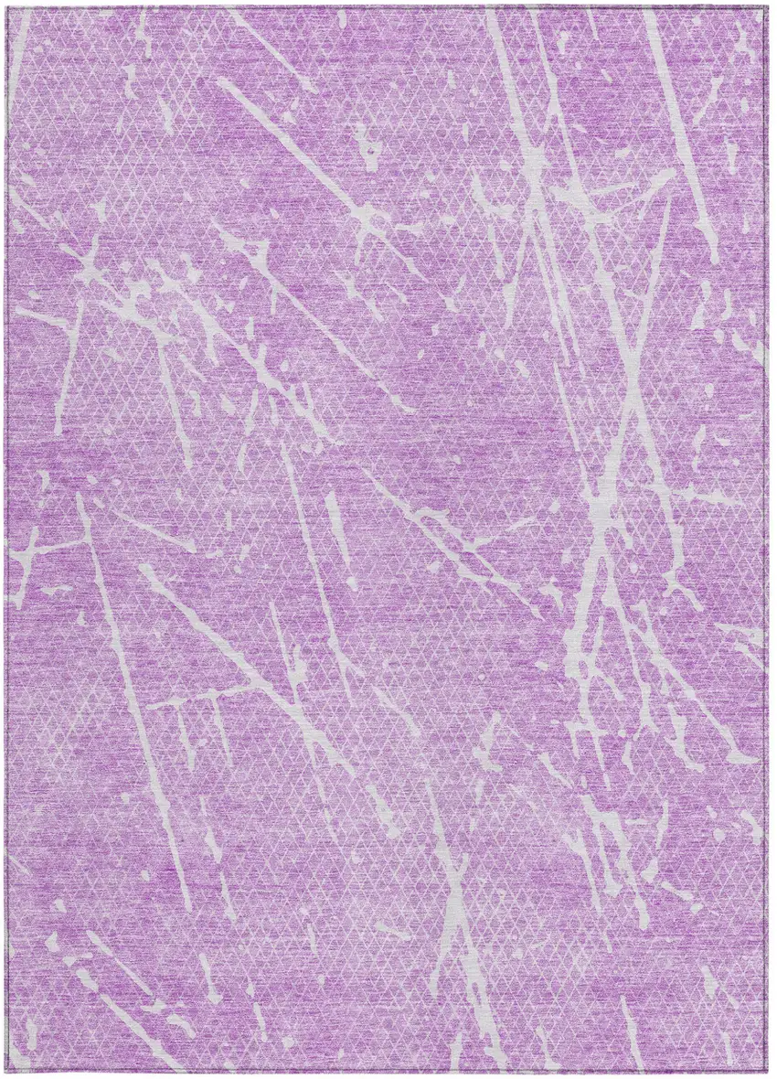Lilac And Ivory Abstract Washable Indoor Outdoor Area Rug Photo 3