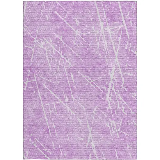 Lilac And Ivory Abstract Washable Indoor Outdoor Area Rug Photo 3