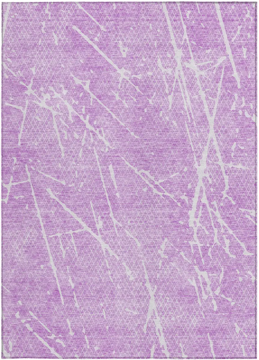 Lilac And Ivory Abstract Washable Indoor Outdoor Area Rug Photo 3