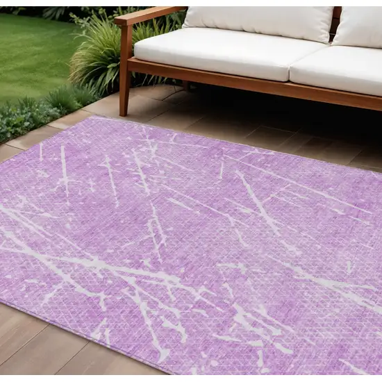 Lilac And Ivory Abstract Washable Indoor Outdoor Area Rug Photo 1