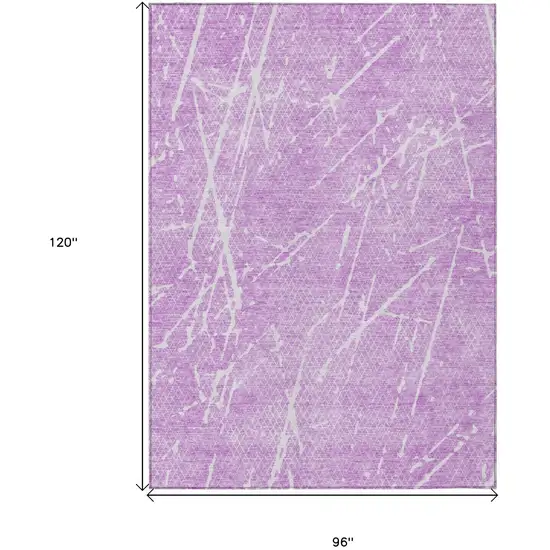 Lilac And Ivory Abstract Washable Indoor Outdoor Area Rug Photo 8