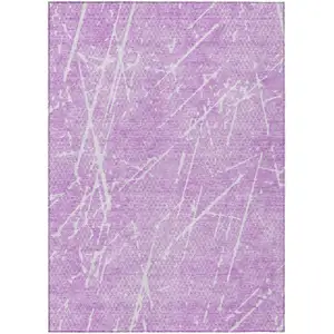 Photo of Lilac And Ivory Abstract Washable Indoor Outdoor Area Rug