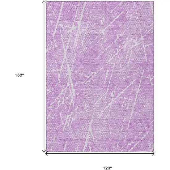 Lilac And Ivory Abstract Washable Indoor Outdoor Area Rug Photo 8