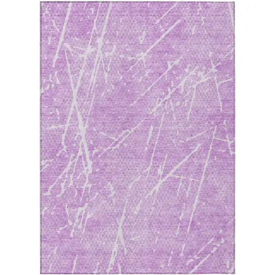Lilac And Ivory Abstract Washable Indoor Outdoor Area Rug Photo 1