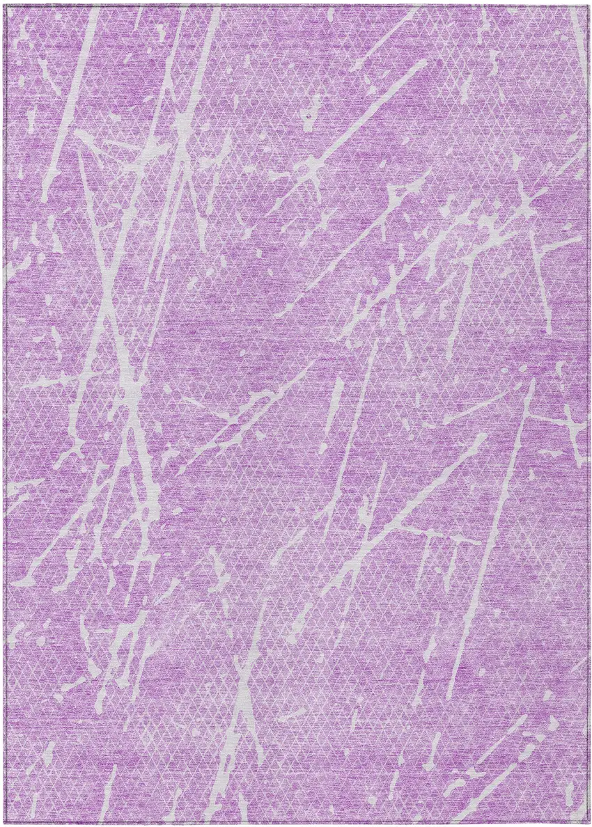 Lilac And Ivory Abstract Washable Indoor Outdoor Area Rug Photo 1