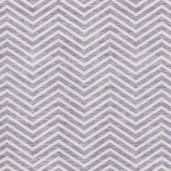 Lilac And Ivory Chevron Washable Area Rug With UV Protection Photo 2