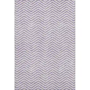 Photo of Lilac And Ivory Chevron Washable Area Rug With UV Protection