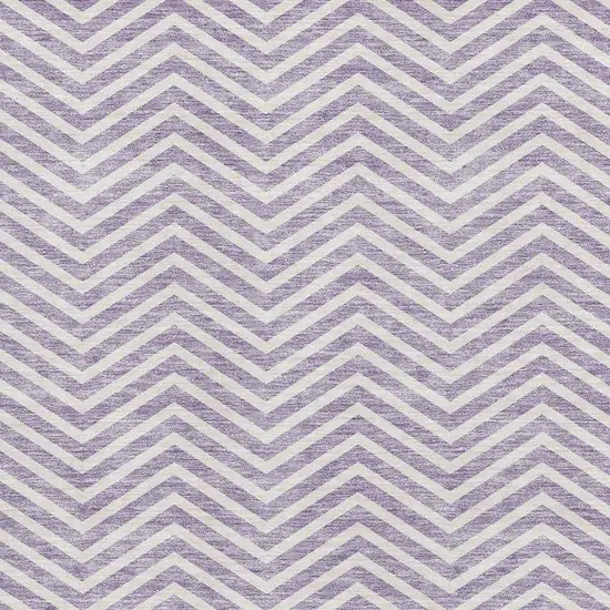 Lilac And Ivory Chevron Washable Area Rug With UV Protection Photo 2