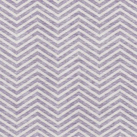 Lilac And Ivory Chevron Washable Area Rug With UV Protection Photo 2