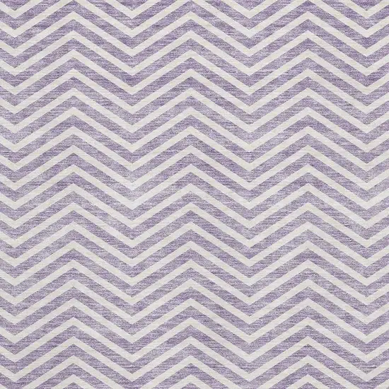 Lilac And Ivory Chevron Washable Area Rug With UV Protection Photo 2