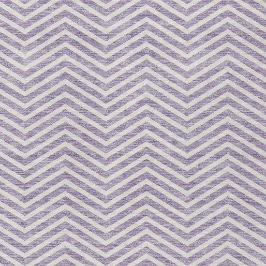 Lilac And Ivory Chevron Washable Indoor Outdoor Area Rug Photo 6