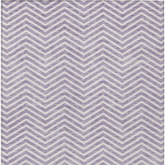 Lilac And Ivory Chevron Washable Indoor Outdoor Area Rug Photo 7