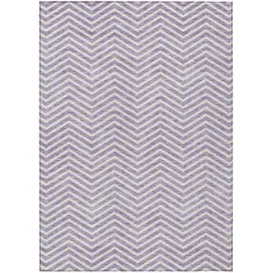 Photo of Lilac And Ivory Chevron Washable Indoor Outdoor Area Rug