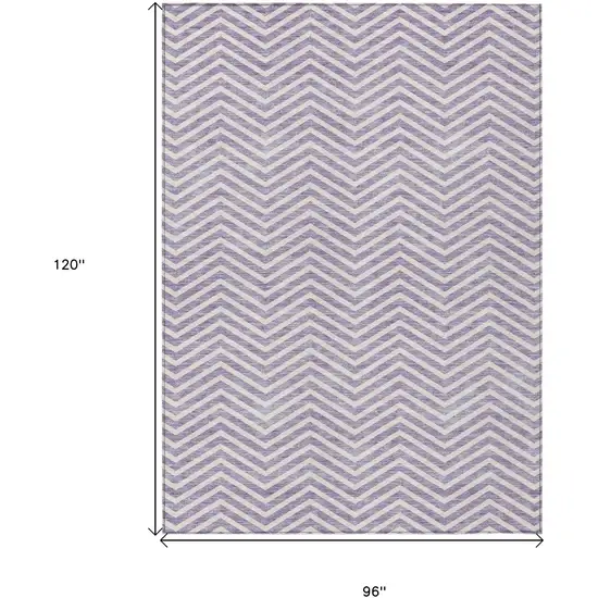 Lilac And Ivory Chevron Washable Indoor Outdoor Area Rug Photo 3