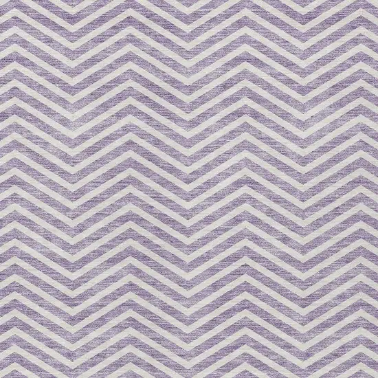 Lilac And Ivory Chevron Washable Indoor Outdoor Area Rug Photo 6