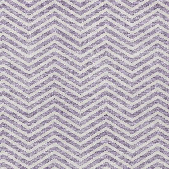 Lilac And Ivory Chevron Washable Indoor Outdoor Area Rug Photo 5