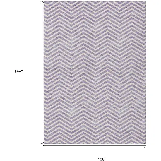 Lilac And Ivory Chevron Washable Indoor Outdoor Area Rug Photo 3
