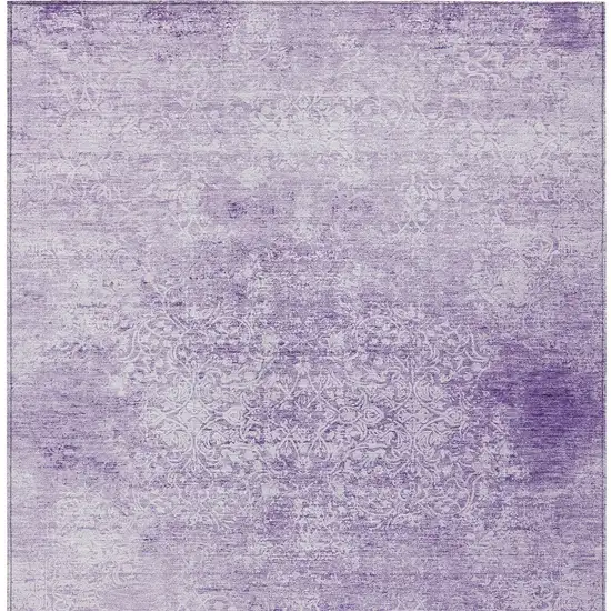 Lilac And Ivory Floral Medallion Washable Indoor Outdoor Area Rug Photo 7