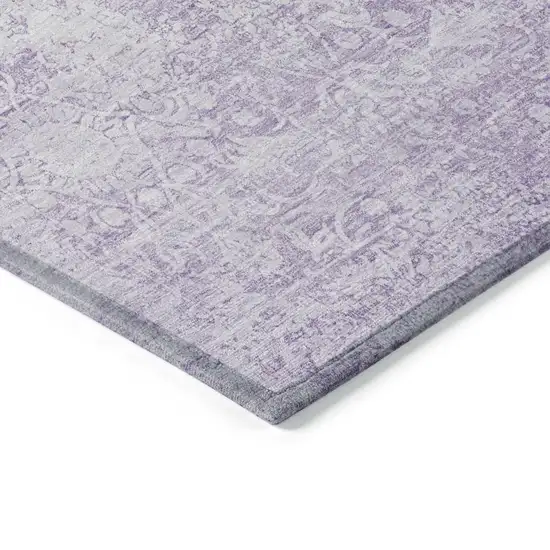 Lilac And Ivory Floral Medallion Washable Indoor Outdoor Area Rug Photo 9