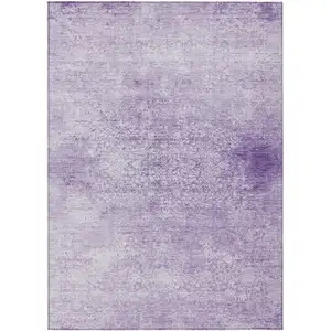 Photo of Lilac And Ivory Floral Medallion Washable Indoor Outdoor Area Rug