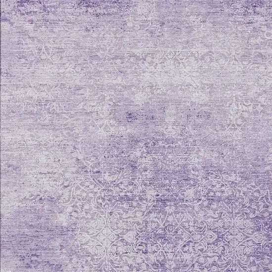 Lilac And Ivory Floral Medallion Washable Indoor Outdoor Area Rug Photo 3