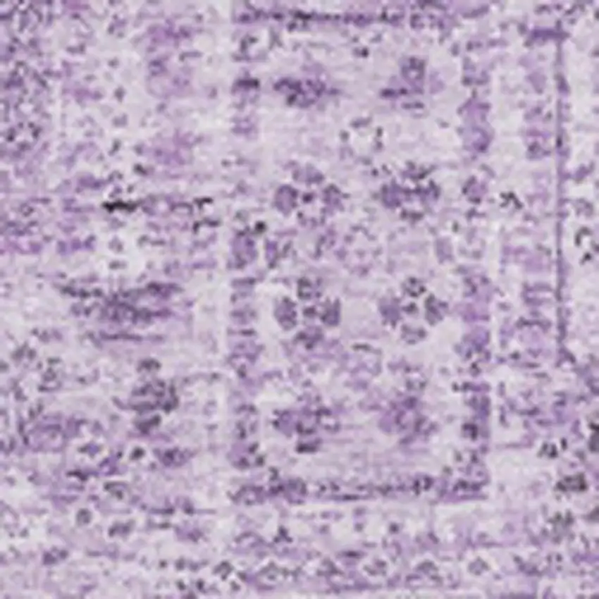 Lilac And Ivory Floral Washable Area Rug With UV Protection Photo 3