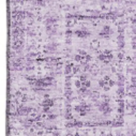 Lilac And Ivory Floral Washable Area Rug With UV Protection Photo 3