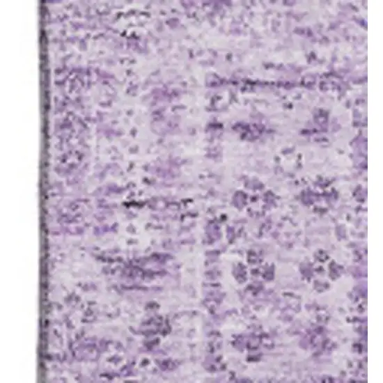 Lilac And Ivory Floral Washable Area Rug With UV Protection Photo 3
