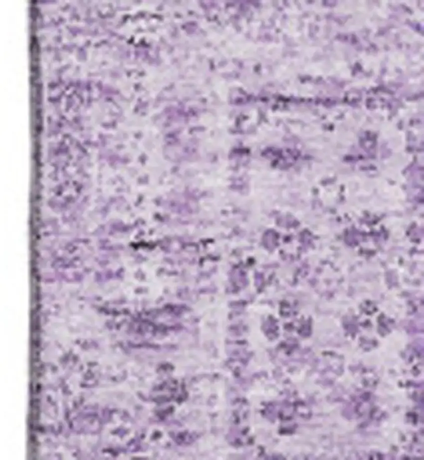 Lilac And Ivory Floral Washable Area Rug With UV Protection Photo 3