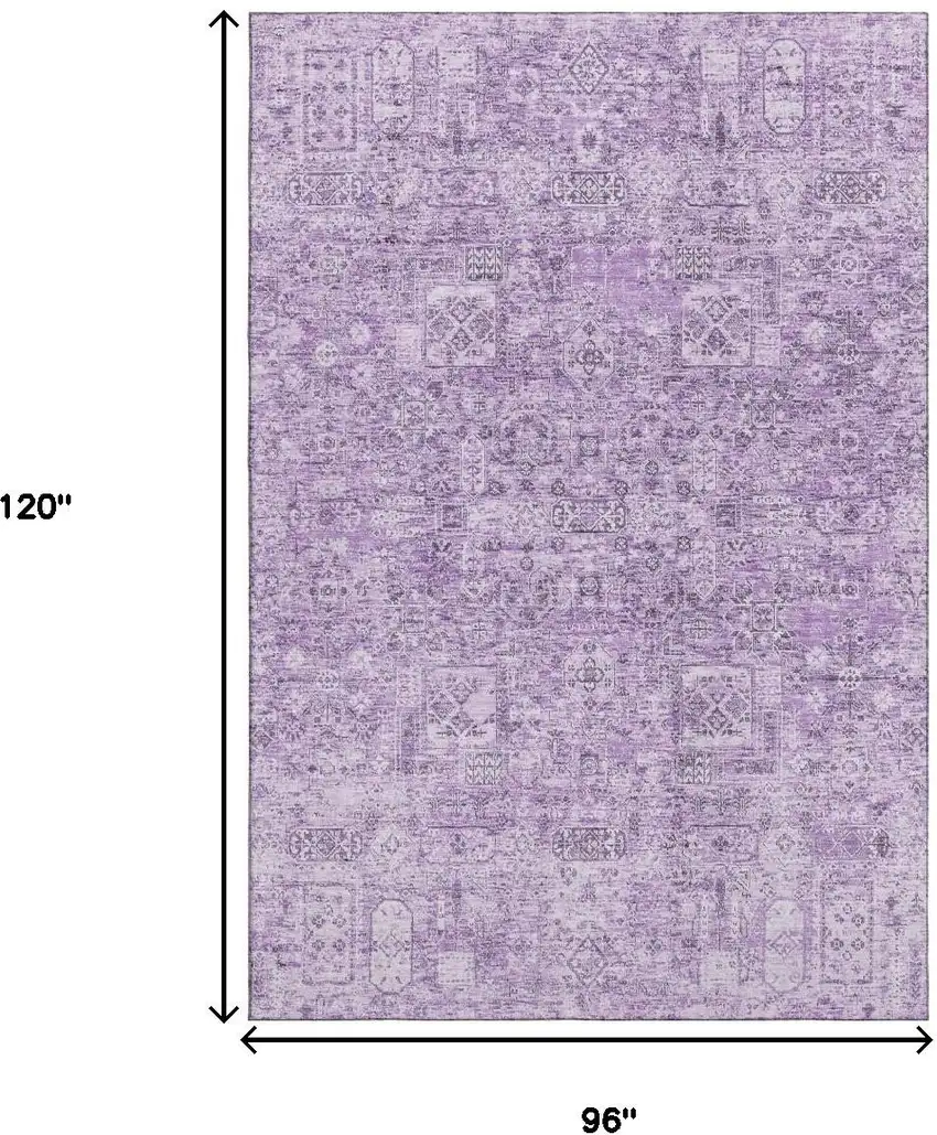 Lilac And Ivory Floral Washable Area Rug With UV Protection Photo 3