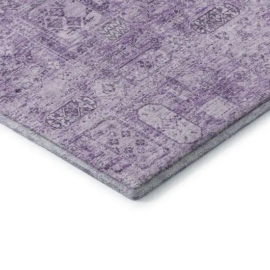 Lilac And Ivory Floral Washable Area Rug With UV Protection Photo 8