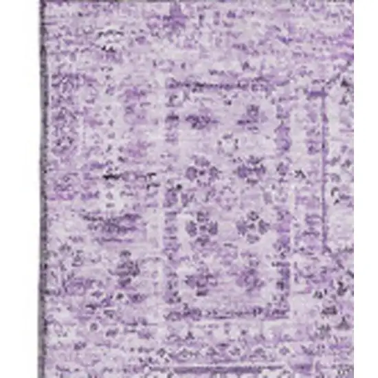 Lilac And Ivory Floral Washable Area Rug With UV Protection Photo 4