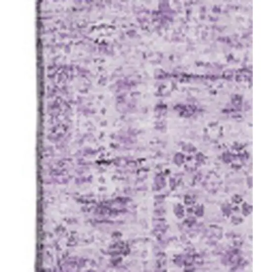 Lilac And Ivory Floral Washable Area Rug With UV Protection Photo 3