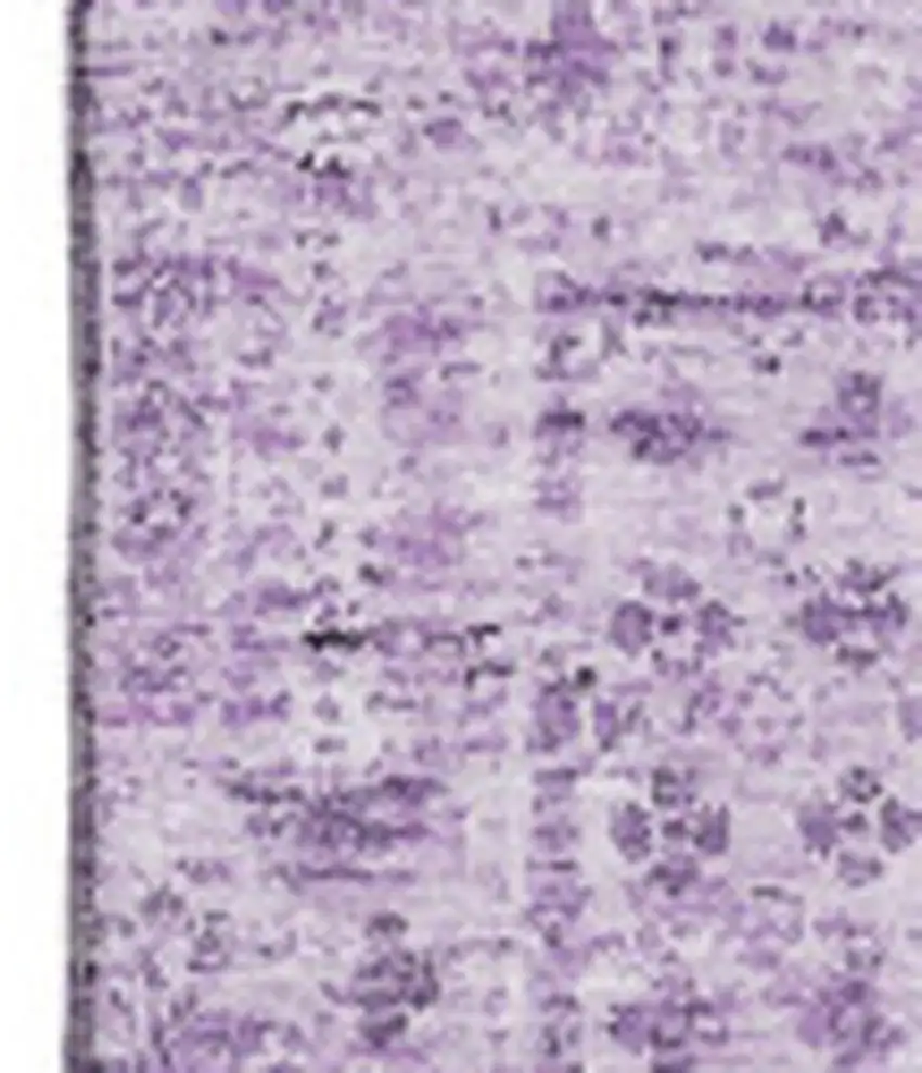 Lilac And Ivory Floral Washable Area Rug With UV Protection Photo 3