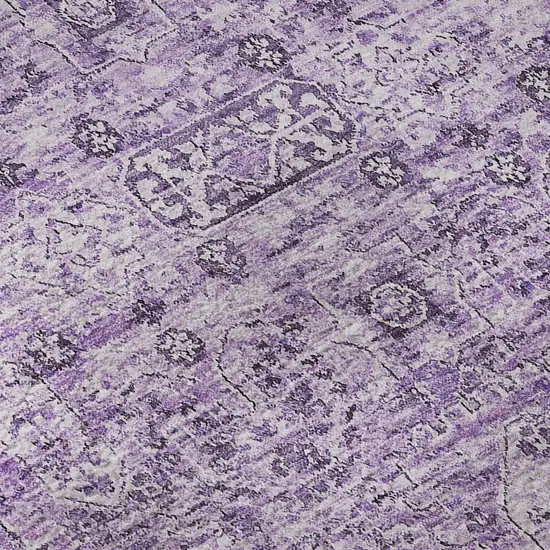 Lilac And Ivory Floral Washable Area Rug With UV Protection Photo 8