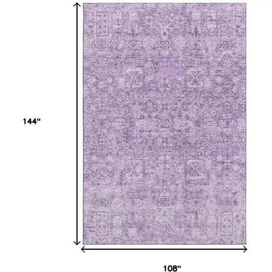 Lilac And Ivory Floral Washable Area Rug With UV Protection Photo 3