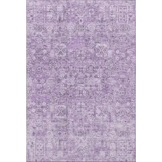 Lilac And Ivory Floral Washable Area Rug With UV Protection Photo 4