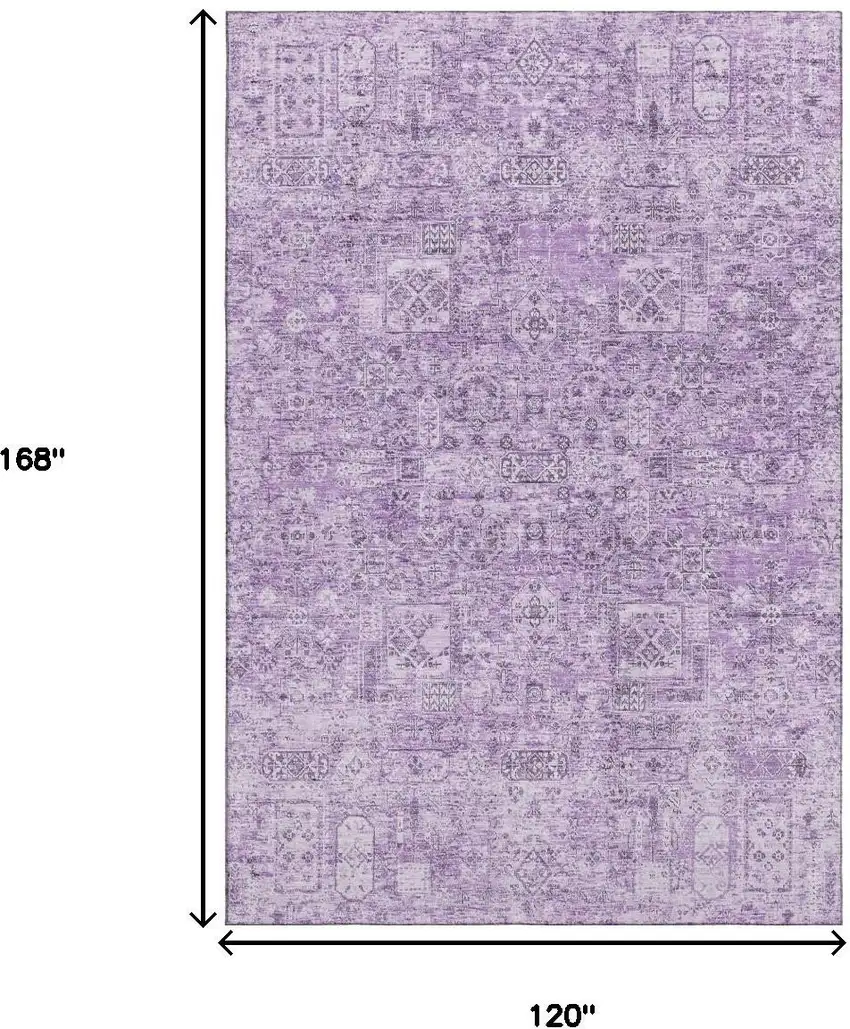 Lilac And Ivory Floral Washable Area Rug With UV Protection Photo 3