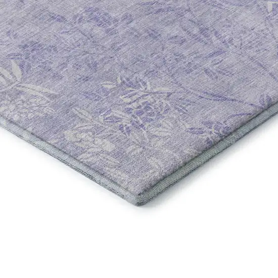 Lilac And Ivory Floral Washable Area Rug With UV Protection Photo 7