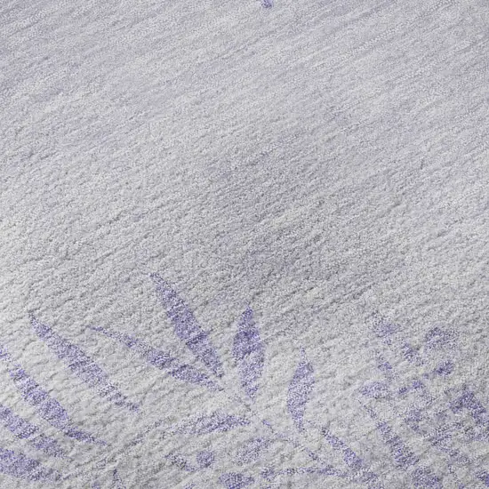 Lilac And Ivory Floral Washable Area Rug With UV Protection Photo 9