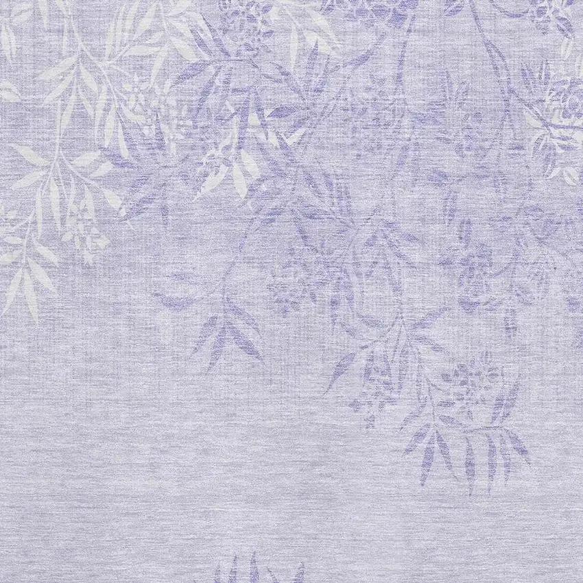 Lilac And Ivory Floral Washable Area Rug With UV Protection Photo 2