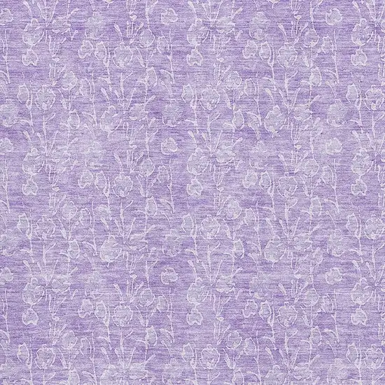 Lilac And Ivory Floral Washable Area Rug With UV Protection Photo 2