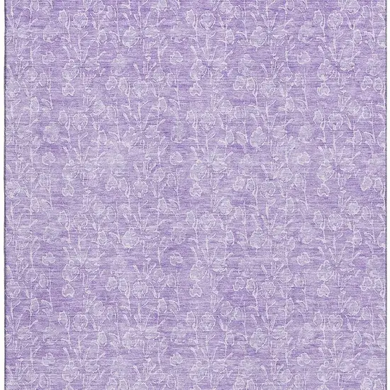Lilac And Ivory Floral Washable Area Rug With UV Protection Photo 3
