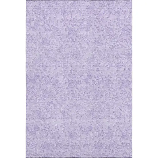 Lilac And Ivory Floral Washable Area Rug With UV Protection Photo 1
