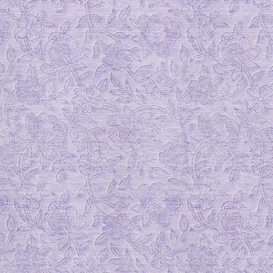 Lilac And Ivory Floral Washable Area Rug With UV Protection Photo 3