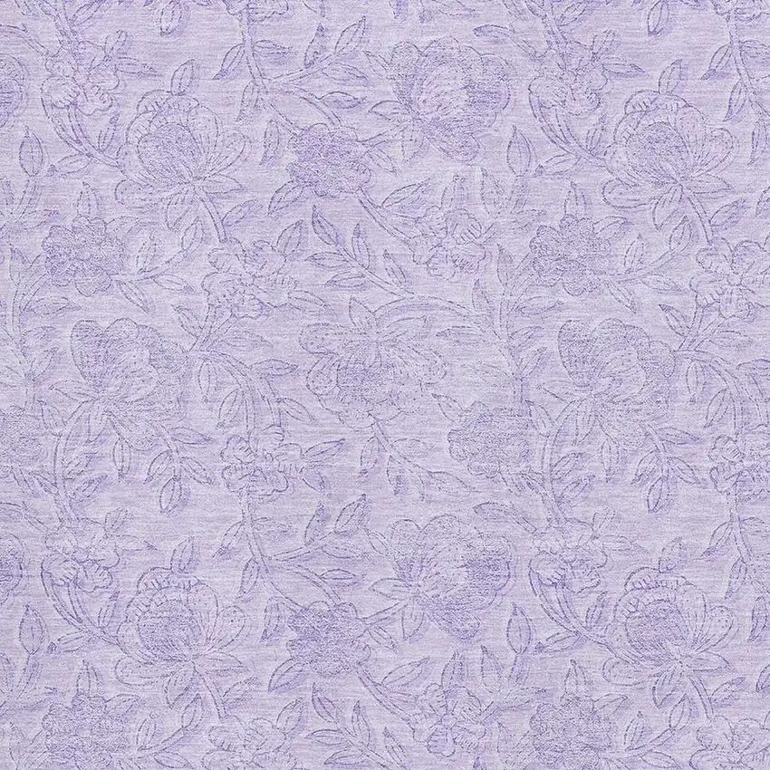 Lilac And Ivory Floral Washable Area Rug With UV Protection Photo 3