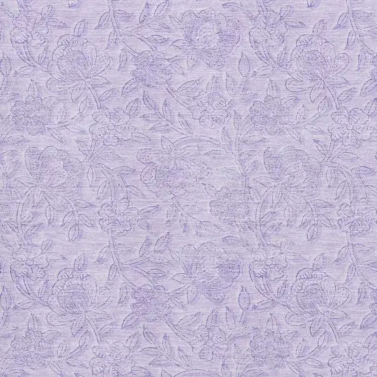 Lilac And Ivory Floral Washable Area Rug With UV Protection Photo 3