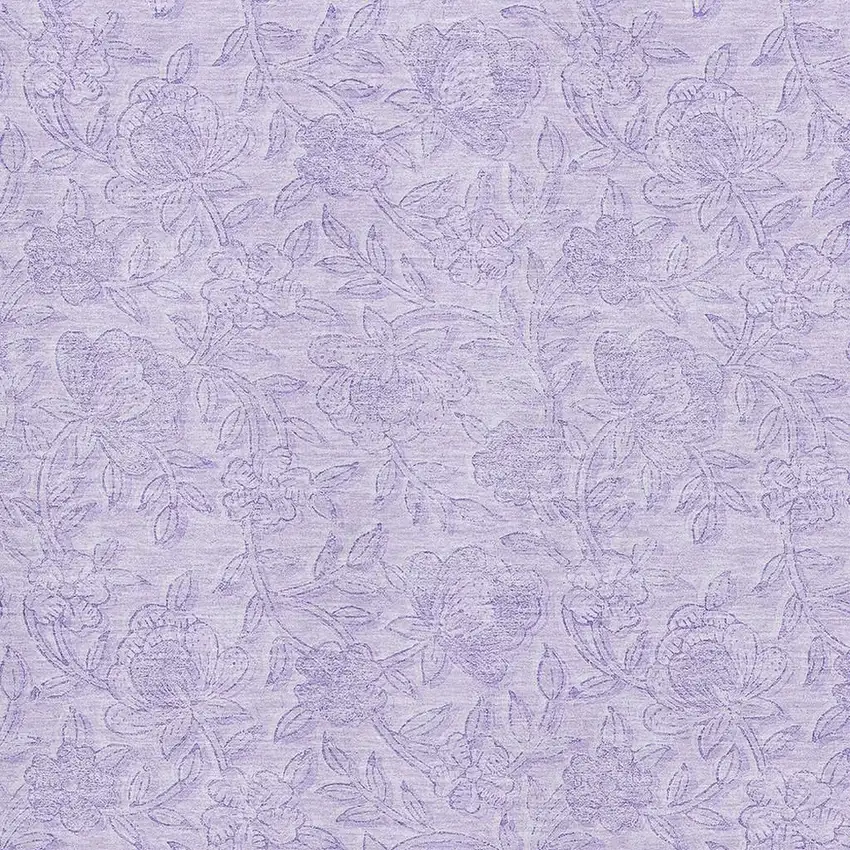 Lilac And Ivory Floral Washable Area Rug With UV Protection Photo 3