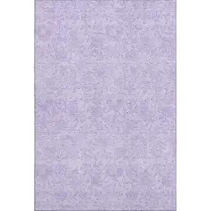 Photo of Lilac And Ivory Floral Washable Area Rug With UV Protection